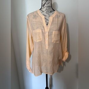 Carve Designs Dylan Top NWT Peach Textured Cotton Henley XL Coastal Boho